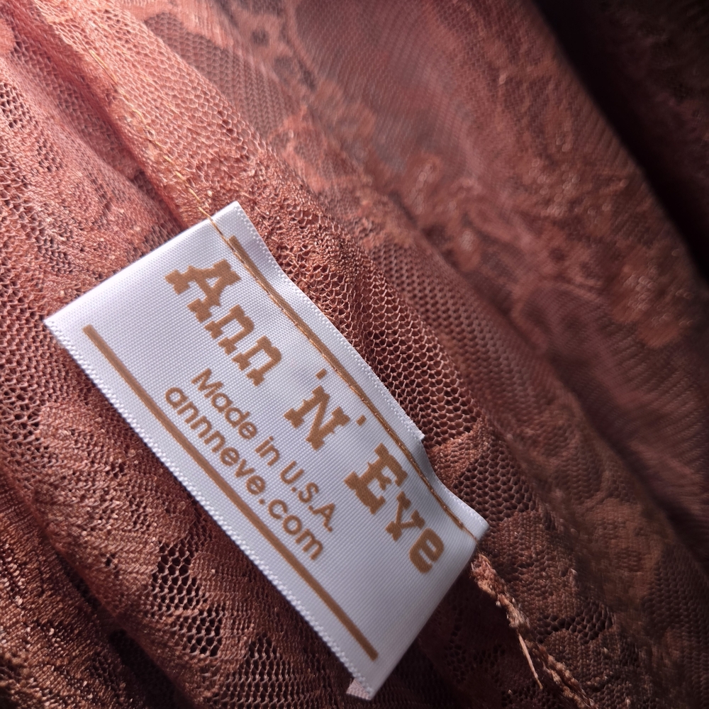 Brown Layered Lace Boho Romantic Duster Coat 2x Or‎ 3x Made In USA Western Ranch - Picture 7 of 14